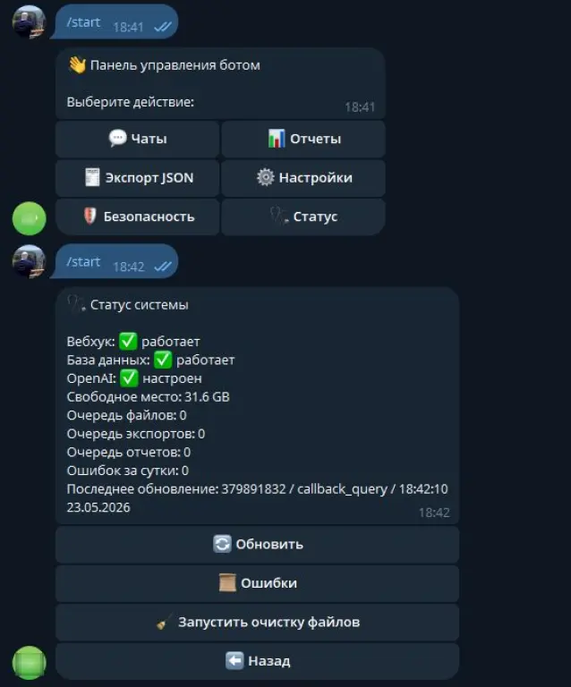 Анализатор чатов в Telegram с ИИ-ассистентом СhatGPT 5.5