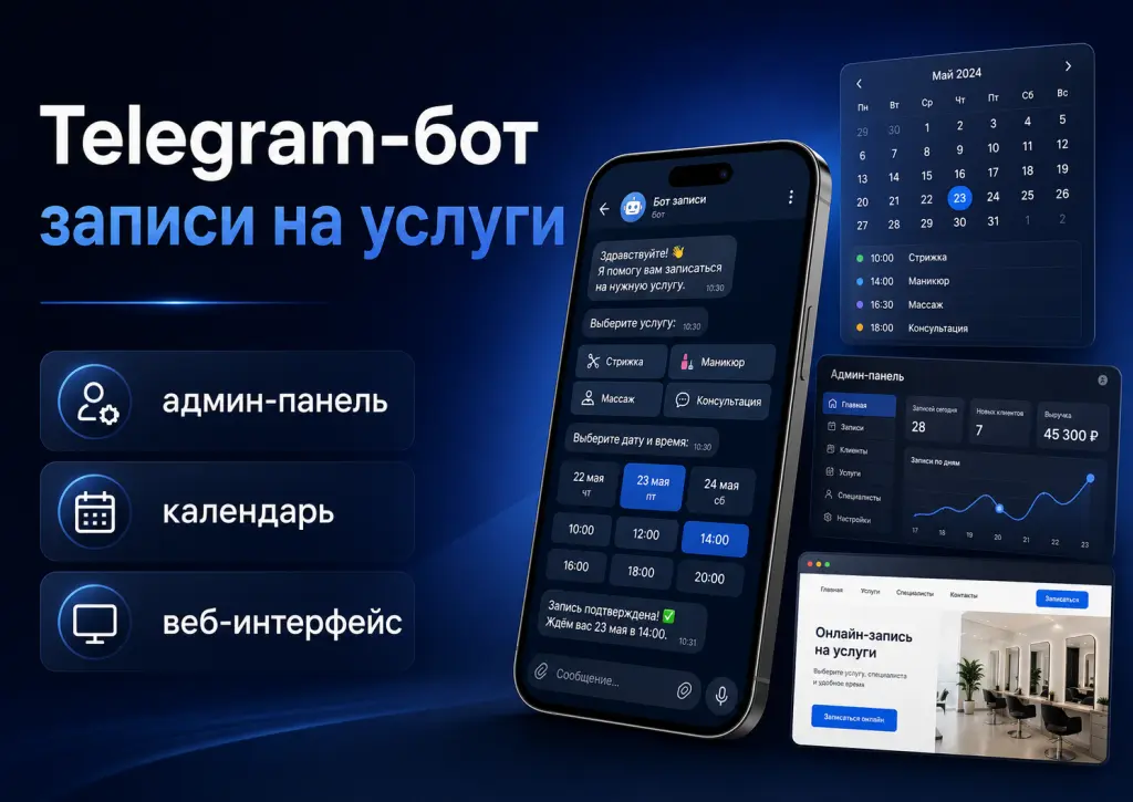 Telegram-бот для онлайн-записи и бронирования + веб-панель